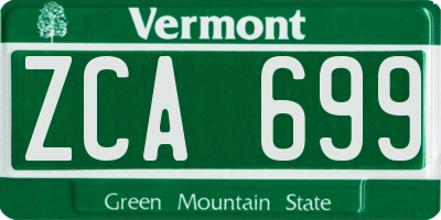 VT license plate ZCA699