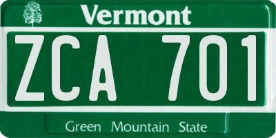 VT license plate ZCA701