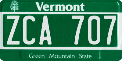 VT license plate ZCA707