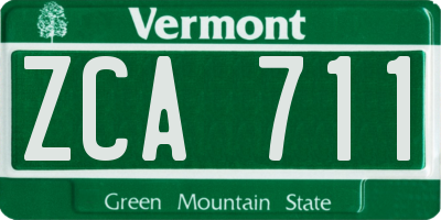 VT license plate ZCA711