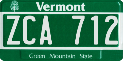 VT license plate ZCA712
