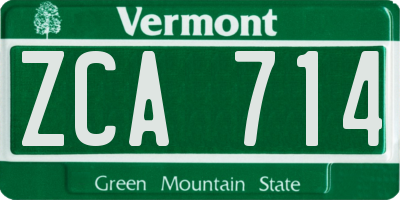VT license plate ZCA714