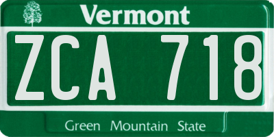VT license plate ZCA718