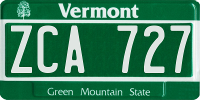 VT license plate ZCA727