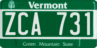 VT license plate ZCA731