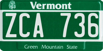 VT license plate ZCA736