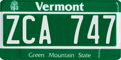 VT license plate ZCA747