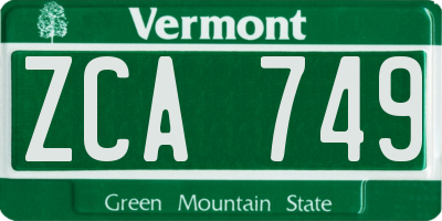 VT license plate ZCA749