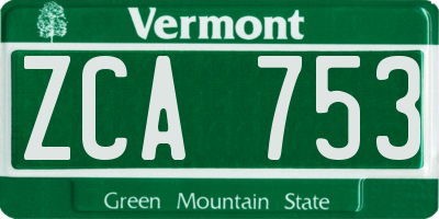 VT license plate ZCA753