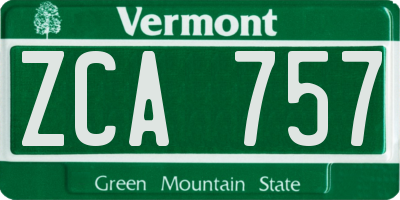 VT license plate ZCA757
