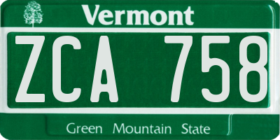 VT license plate ZCA758
