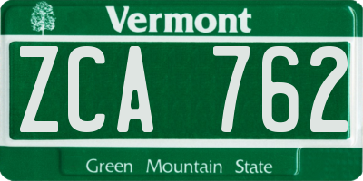 VT license plate ZCA762