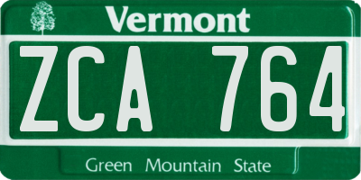 VT license plate ZCA764