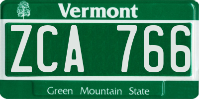 VT license plate ZCA766