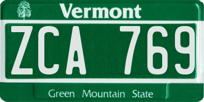 VT license plate ZCA769