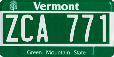 VT license plate ZCA771