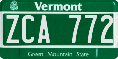 VT license plate ZCA772