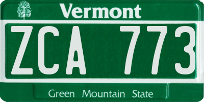 VT license plate ZCA773