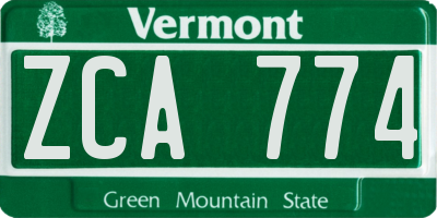 VT license plate ZCA774