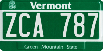 VT license plate ZCA787