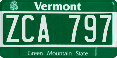 VT license plate ZCA797