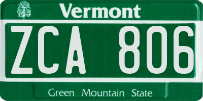 VT license plate ZCA806