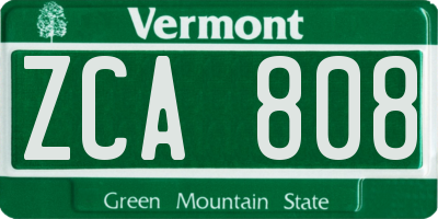 VT license plate ZCA808