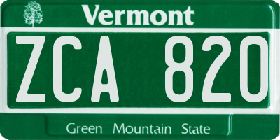 VT license plate ZCA820