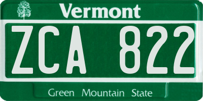 VT license plate ZCA822
