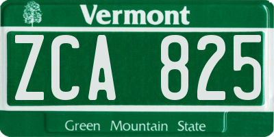 VT license plate ZCA825