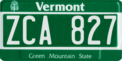 VT license plate ZCA827