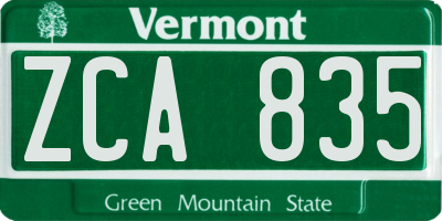 VT license plate ZCA835