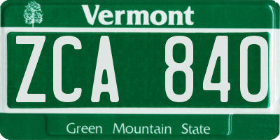 VT license plate ZCA840