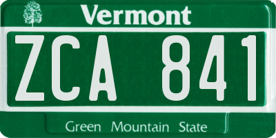 VT license plate ZCA841