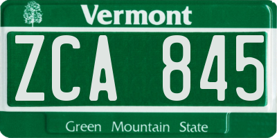 VT license plate ZCA845