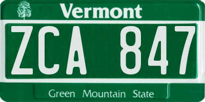 VT license plate ZCA847