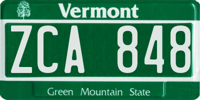 VT license plate ZCA848