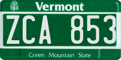 VT license plate ZCA853