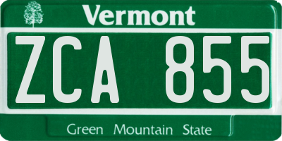 VT license plate ZCA855