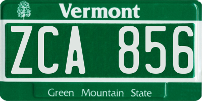 VT license plate ZCA856