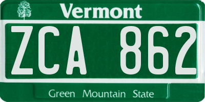 VT license plate ZCA862
