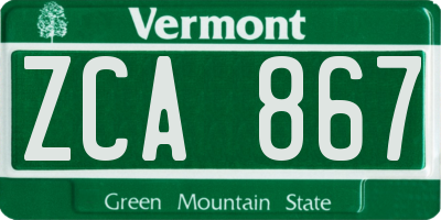 VT license plate ZCA867