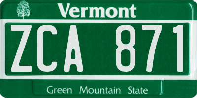 VT license plate ZCA871