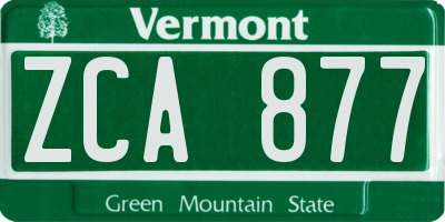 VT license plate ZCA877