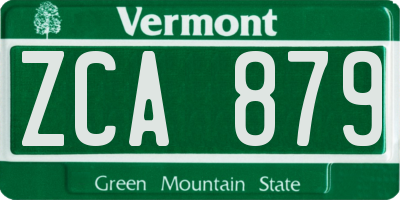 VT license plate ZCA879