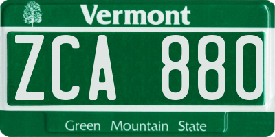 VT license plate ZCA880