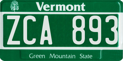 VT license plate ZCA893