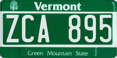 VT license plate ZCA895