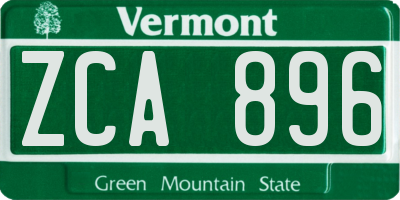 VT license plate ZCA896