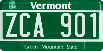VT license plate ZCA901